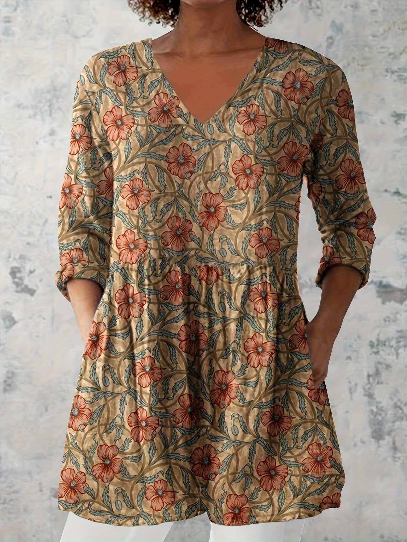 Blooms & Grace – Vintage Floral T-Shirt Dress