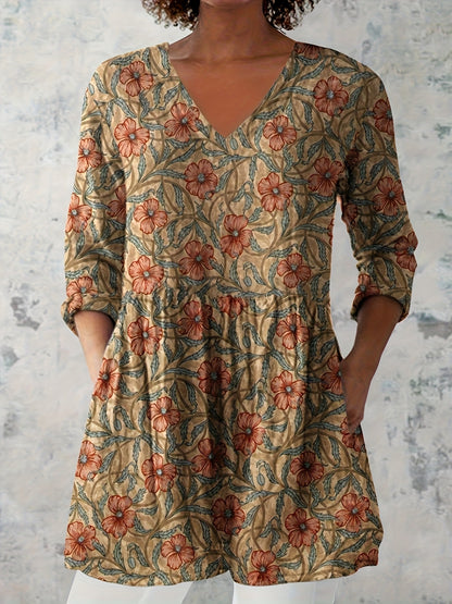 Blooms & Grace – Vintage Floral T-Shirt Dress