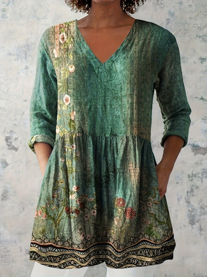 Blooms & Grace – Vintage Floral T-Shirt Dress