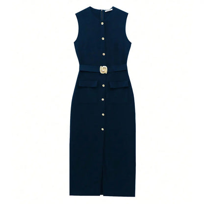 Sophia - Sleeveless Office Midi Dress