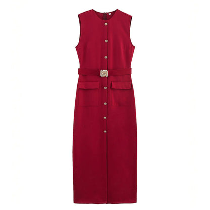 Sophia - Sleeveless Office Midi Dress